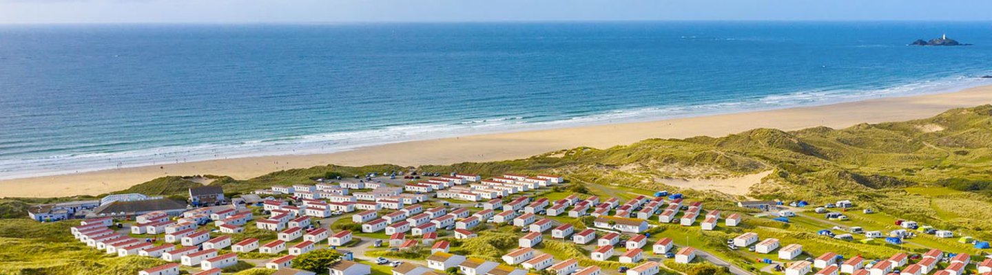 
          An aerial view over one of our static caravan parks in St Ives Bay.
          