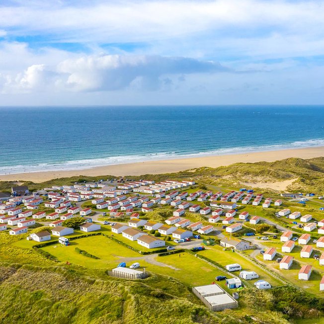 
                An aerial view over one of our static caravan parks in St Ives Bay.
                