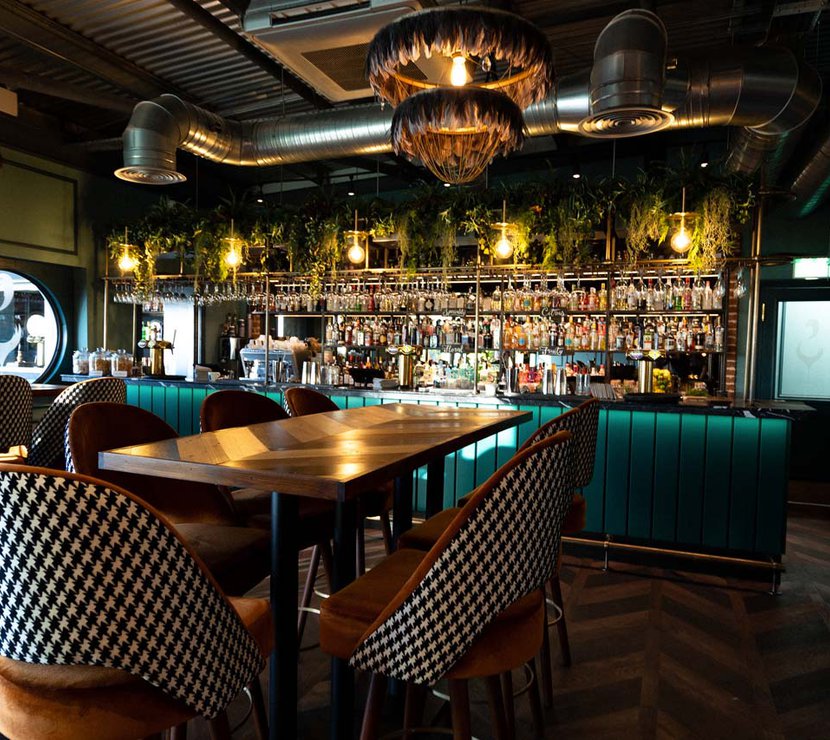 An image of our stunning cocktail bar, Giggling Goose.
