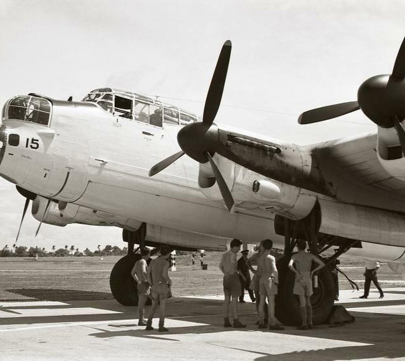 A black and white image of a plane from WW2.