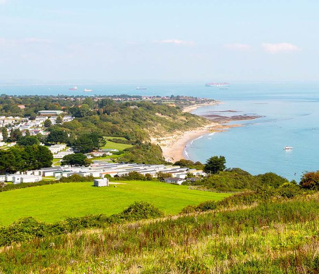 The views over our stunning park, Whitecliff Bay, Isle of Wight on a sunny day.