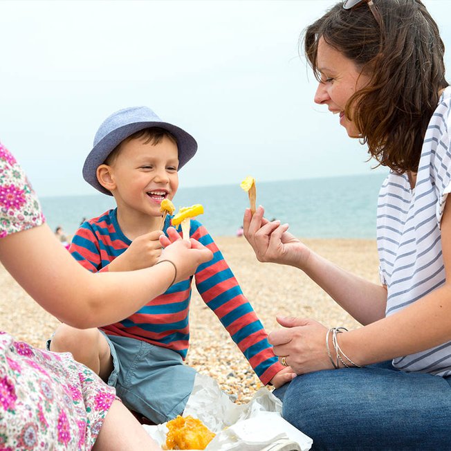 
                Enjoy tasty british classics like our fish and chips across our holiday parks.
                