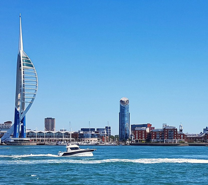 View of the Spinnaker Tower near our Mill Rythe Holiday Park, Hampshire.