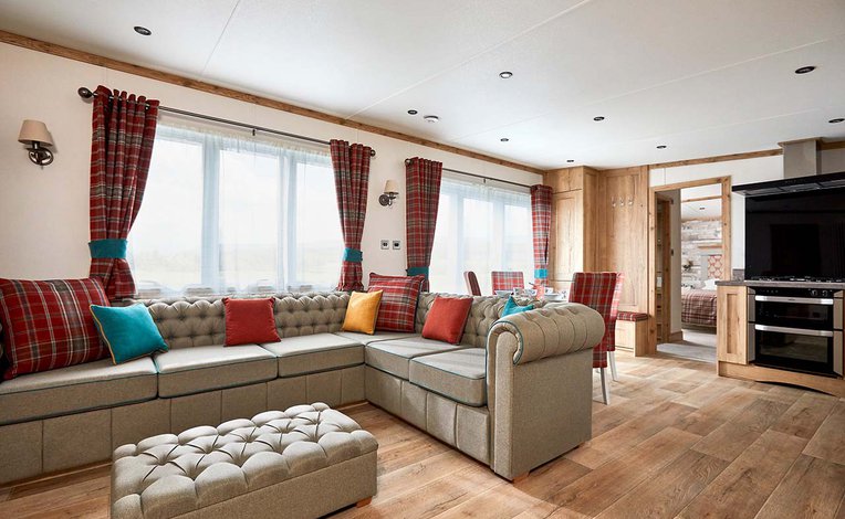 The interior of our bright and spacious Heartwood accommodation. The perfect way to stay.