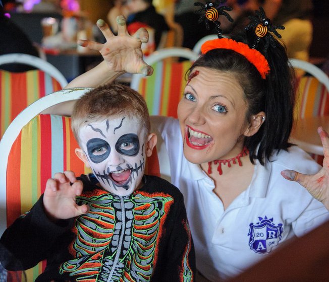 A mother and son enjoying our Halloween activities.