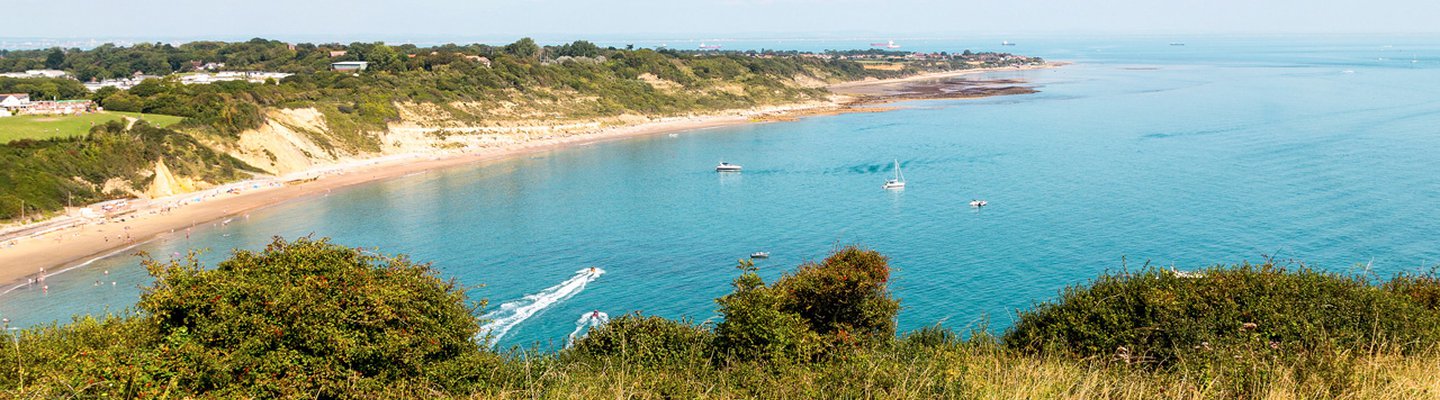 
          A clear sunny day at the beach of Whitecliff Bay. One of our static caravan holiday parks in the Isle Of Wight.
          