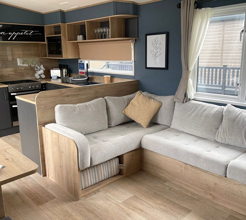The living area of one of our spacious accommodation, The Oakwood. Book your holiday now!